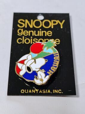 Vintage Snoopy Hawaii Cloisonné Lapel Pin NOS